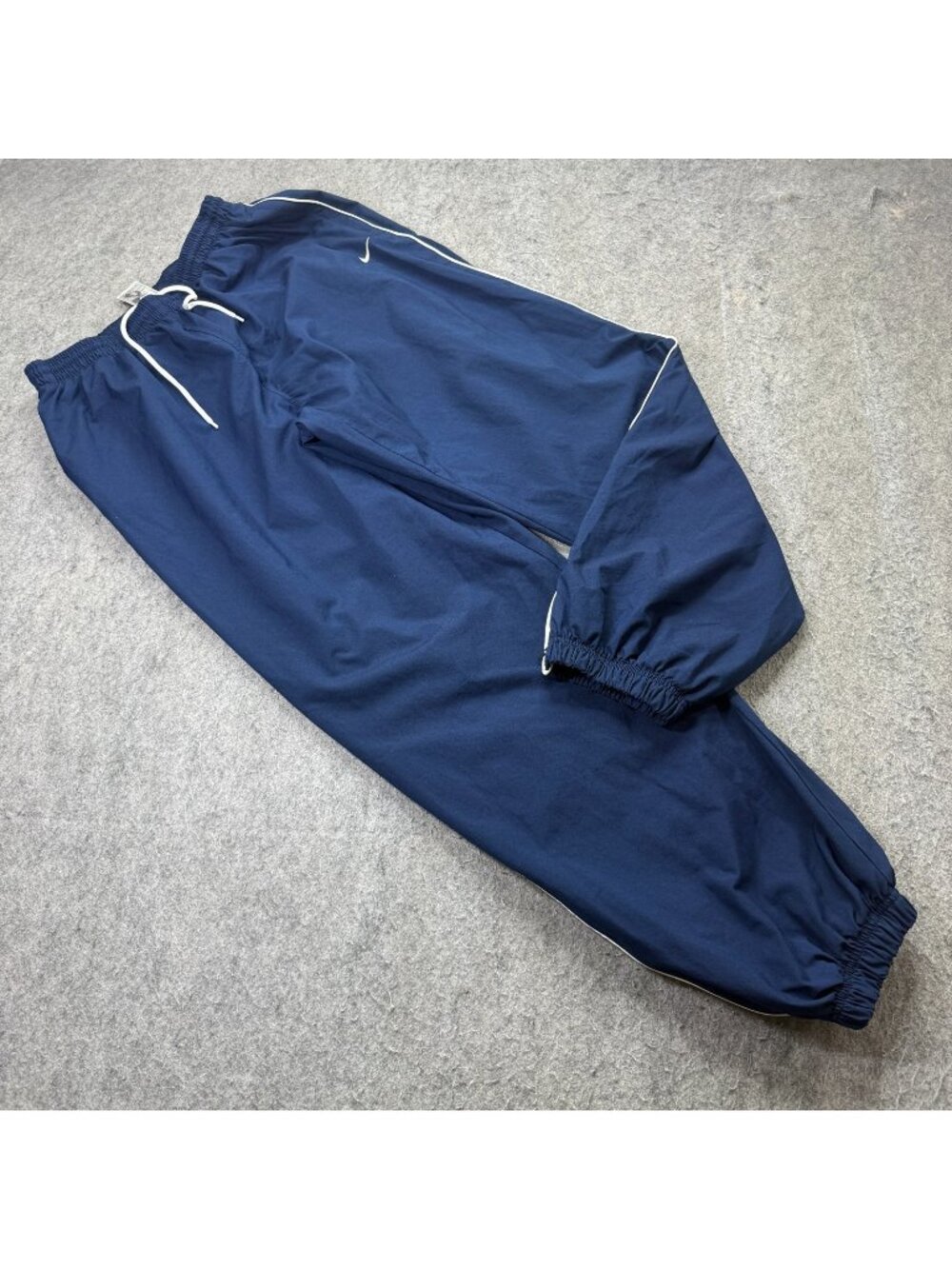 Nike Windbreaker Track Pants Men L Blue 31" Ankle Zip Baggy Lined 191898